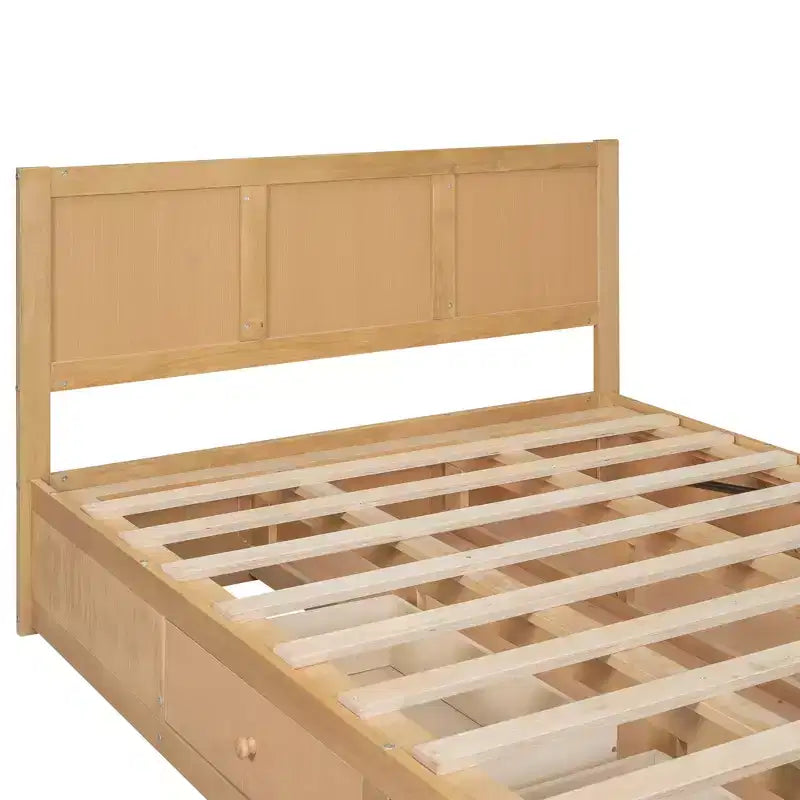 Wood Platform Bed with Underneath Storage and 2 Drawers-ModernLuxe