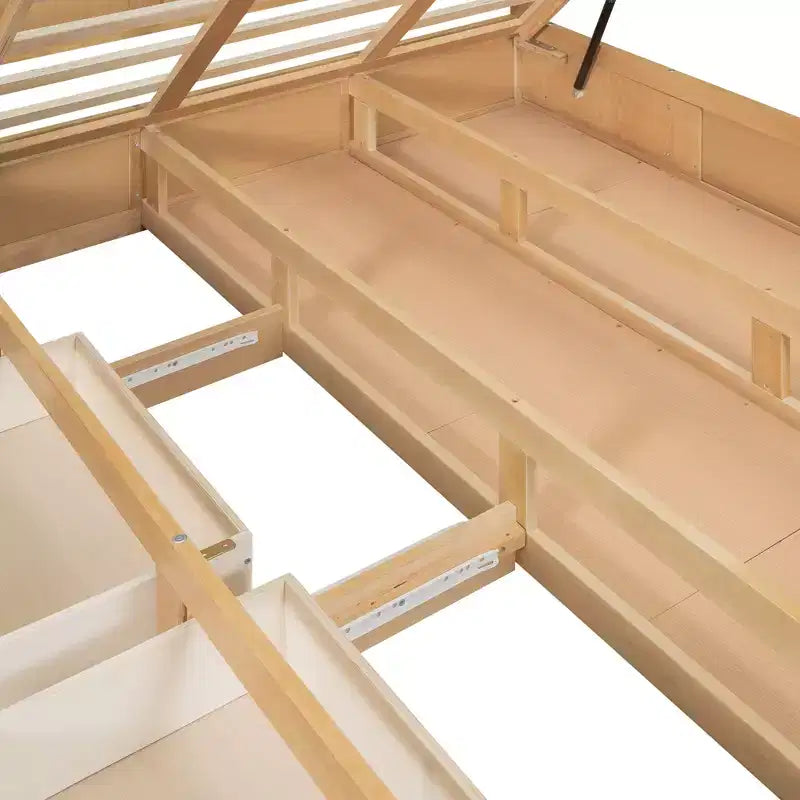 Wood Platform Bed with Underneath Storage and 2 Drawers-ModernLuxe