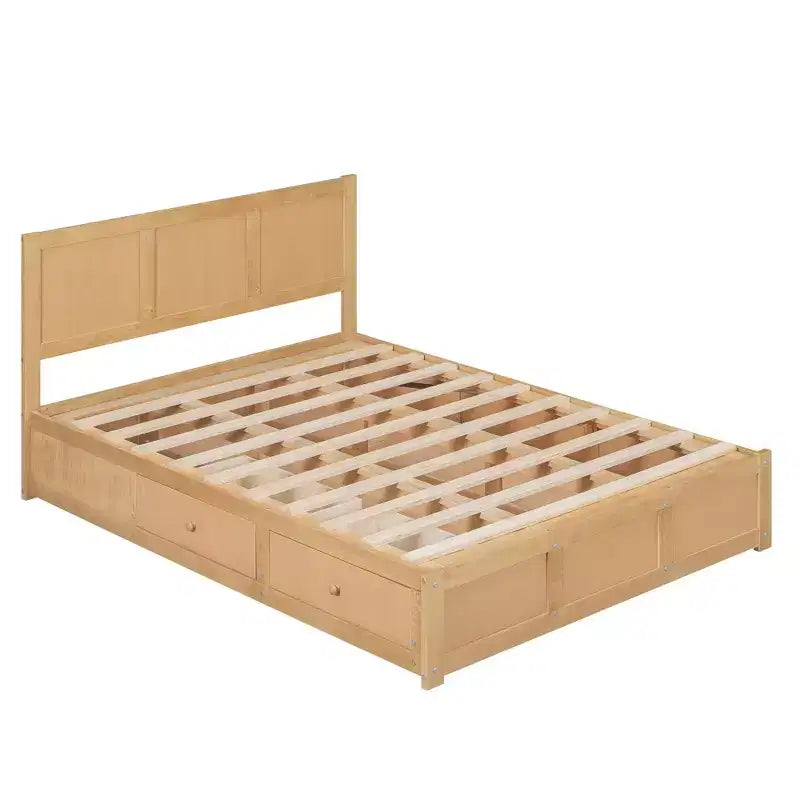 Wood Platform Bed with Underneath Storage and 2 Drawers-ModernLuxe