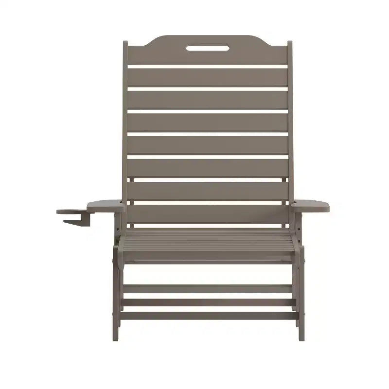 Emma and Oliver Set of 2 Poly Resin Adjustable Adirondack Lounger with Swivel Cup Holder for Indoor/Outdoor Use