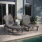 Emma and Oliver Set of 2 Poly Resin Adjustable Adirondack Lounger with Swivel Cup Holder for Indoor/Outdoor Use
