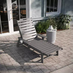 Emma and Oliver Set of 2 Poly Resin Adjustable Adirondack Lounger with Swivel Cup Holder for Indoor/Outdoor Use