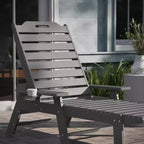 Emma and Oliver Set of 2 Poly Resin Adjustable Adirondack Lounger with Swivel Cup Holder for Indoor/Outdoor Use