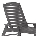 Emma and Oliver Set of 2 Poly Resin Adjustable Adirondack Lounger with Swivel Cup Holder for Indoor/Outdoor Use