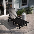 Emma and Oliver Set of 2 Poly Resin Adjustable Adirondack Lounger with Swivel Cup Holder for Indoor/Outdoor Use