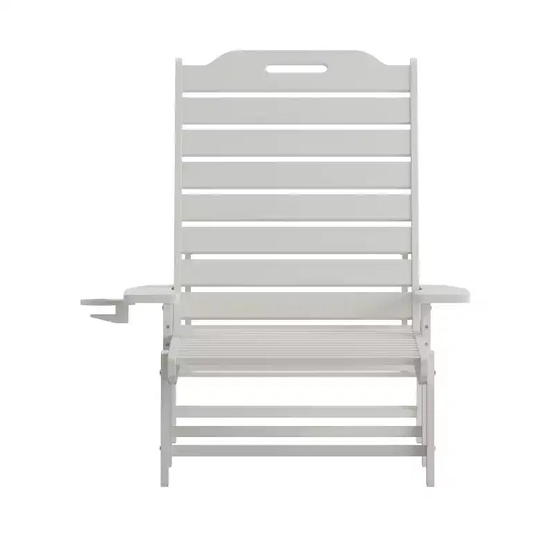 Emma and Oliver Set of 2 Poly Resin Adjustable Adirondack Lounger with Swivel Cup Holder for Indoor/Outdoor Use