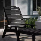 Emma and Oliver Set of 2 Poly Resin Adjustable Adirondack Lounger with Swivel Cup Holder for Indoor/Outdoor Use