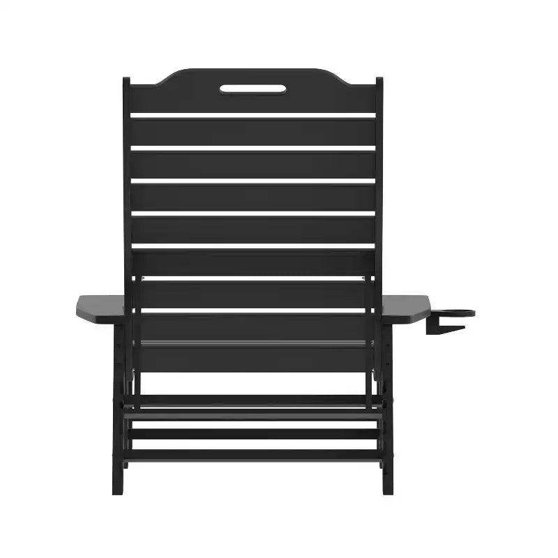 Emma and Oliver Set of 2 Poly Resin Adjustable Adirondack Lounger with Swivel Cup Holder for Indoor/Outdoor Use