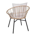 Emma and Oliver Set di Due Sedie da Patio in Stile Papasan Boho, in Corda di Rattan Sintetico con Finitura per Tutte le Stagioni e Cuscini