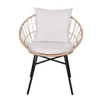 Emma and Oliver Set di Due Sedie da Patio in Stile Papasan Boho, in Corda di Rattan Sintetico con Finitura per Tutte le Stagioni e Cuscini