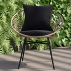Emma and Oliver Set di Due Sedie da Patio in Stile Papasan Boho, in Corda di Rattan Sintetico con Finitura per Tutte le Stagioni e Cuscini