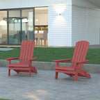 Emma and Oliver Set of 2 Indoor/Outdoor Poly Resin Folding Adirondack Chairs, All-Weather Chairs for Porch, Patio, or Sunroom
