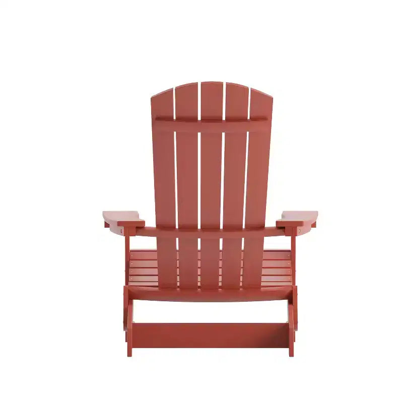 Emma and Oliver Set of 2 Indoor/Outdoor Poly Resin Folding Adirondack Chairs, All-Weather Chairs for Porch, Patio, or Sunroom