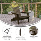 Emma and Oliver Set of 2 Indoor/Outdoor Poly Resin Folding Adirondack Chairs, All-Weather Chairs for Porch, Patio, or Sunroom