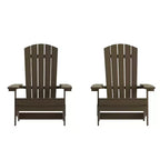 Emma and Oliver Set of 2 Indoor/Outdoor Poly Resin Folding Adirondack Chairs, All-Weather Chairs for Porch, Patio, or Sunroom