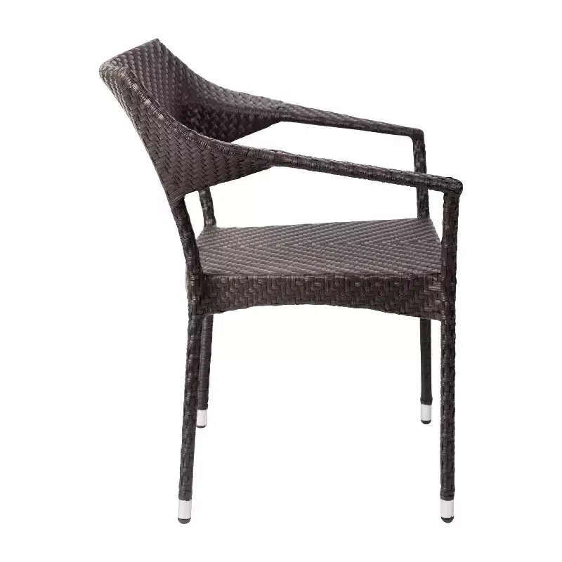 Emma and Oliver Modern All-Weather Patio Dining Chair with Fade and Weather Resistant PE Rattan and Reinforced Steel Frame