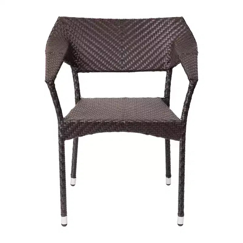 Emma and Oliver Modern All-Weather Patio Dining Chair with Fade and Weather Resistant PE Rattan and Reinforced Steel Frame