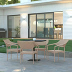 Emma and Oliver Modern All-Weather Patio Dining Chair with Fade and Weather Resistant PE Rattan and Reinforced Steel Frame