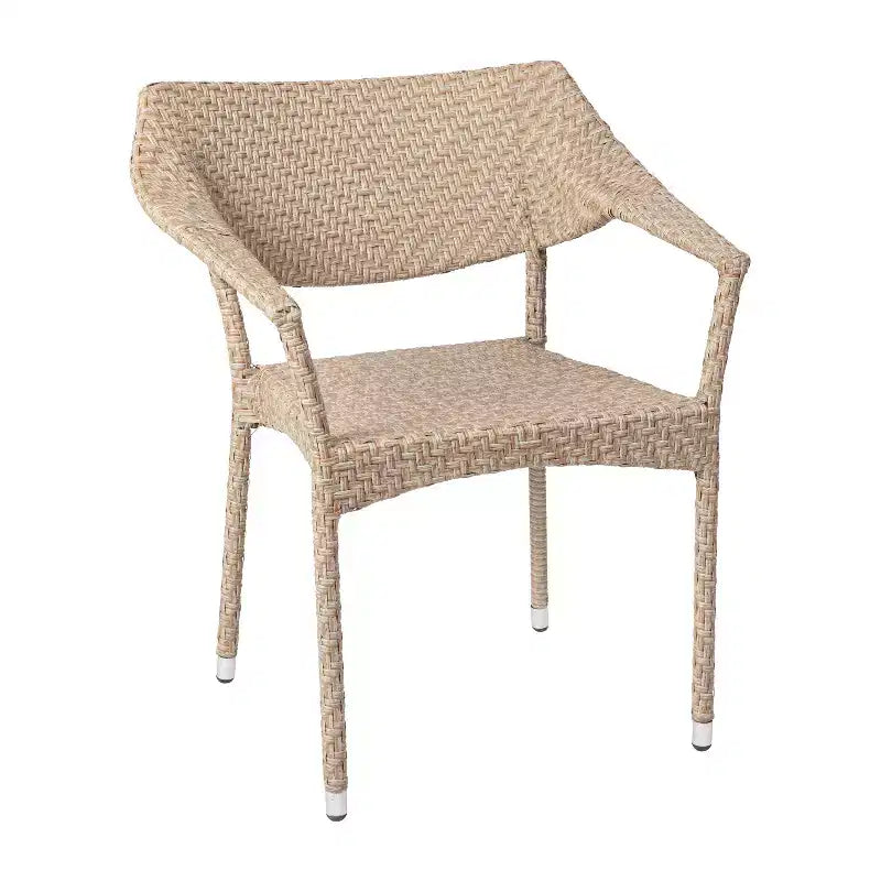 Sedia da pranzo da esterno moderna Emma and Oliver per tutte le stagioni con rattan PE resistente allo sbiadimento e alle intemperie e telaio in acciaio rinforzato