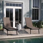Set di 2 sedie a sdraio Emma e Oliver in textilene regolabili in 5 posizioni e struttura in metallo