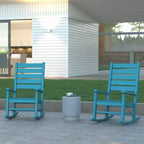 Emma and Oliver Set of 2 Contemporary Rocking Chairs, All-Weather HDPE Indoor/Outdoor Rockers