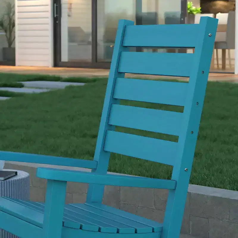 Emma and Oliver Set of 2 Contemporary Rocking Chairs, All-Weather HDPE Indoor/Outdoor Rockers