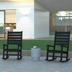 Emma and Oliver Set of 2 Contemporary Rocking Chairs, All-Weather HDPE Indoor/Outdoor Rockers