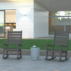 Emma and Oliver Set of 2 Contemporary Rocking Chairs, All-Weather HDPE Indoor/Outdoor Rockers