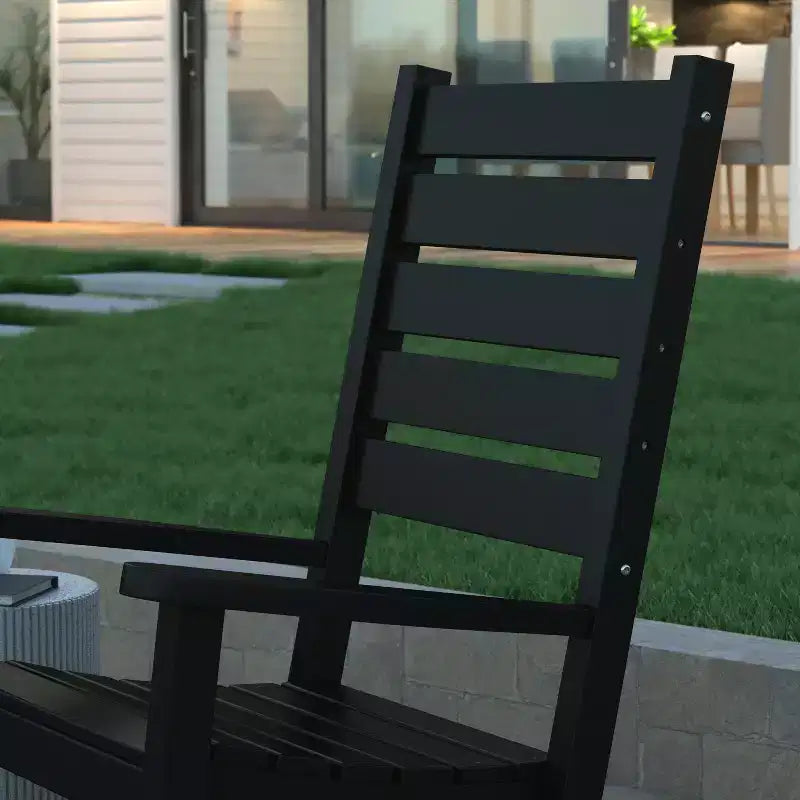 Emma and Oliver Set of 2 Contemporary Rocking Chairs, All-Weather HDPE Indoor/Outdoor Rockers