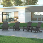Set di 4 sedie Adirondack Emma e Oliver con portabicchieri, sedie Adirondack in HDPE resistenti alle intemperie