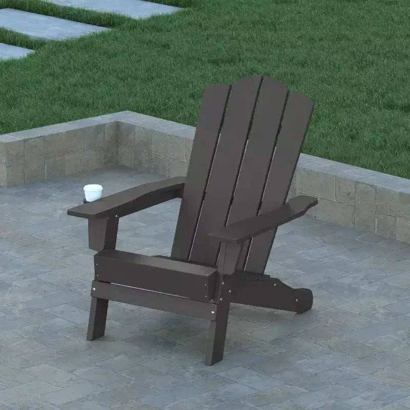 Set di 4 sedie Adirondack Emma e Oliver con portabicchieri, sedie Adirondack in HDPE resistenti alle intemperie