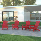 Set di 4 sedie Adirondack Emma e Oliver con portabicchieri, sedie Adirondack in HDPE resistenti alle intemperie
