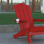 Set di 4 sedie Adirondack Emma e Oliver con portabicchieri, sedie Adirondack in HDPE resistenti alle intemperie