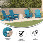 Set di 4 sedie Adirondack Emma e Oliver con portabicchieri, sedie Adirondack in HDPE resistenti alle intemperie