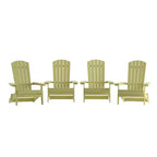 Emma and Oliver Set of 4 Indoor/Outdoor Poly Resin Folding Adirondack Chairs, All-Weather Chairs for Porch, Patio, or Sunroom