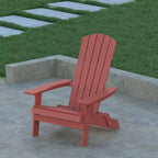 Emma and Oliver Set of 4 Indoor/Outdoor Poly Resin Folding Adirondack Chairs, All-Weather Chairs for Porch, Patio, or Sunroom