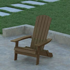 Emma and Oliver Set of 4 Indoor/Outdoor Poly Resin Folding Adirondack Chairs, All-Weather Chairs for Porch, Patio, or Sunroom