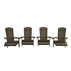 Emma and Oliver Set of 4 Indoor/Outdoor Poly Resin Folding Adirondack Chairs, All-Weather Chairs for Porch, Patio, or Sunroom
