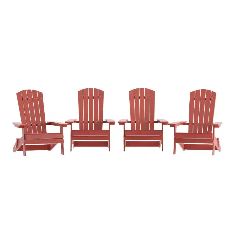 Emma e Oliver Set di 4 Sedie Pieghevoli Adirondack in Poliresina per Interni/Esterni, Sedie Resistenti alle Intemperie per Portico, Patio o Veranda
