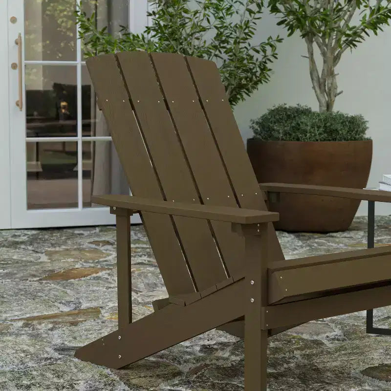 Merrick Lane Set of 4 All-Weather Poly Resin Wood Adirondack Chairs
