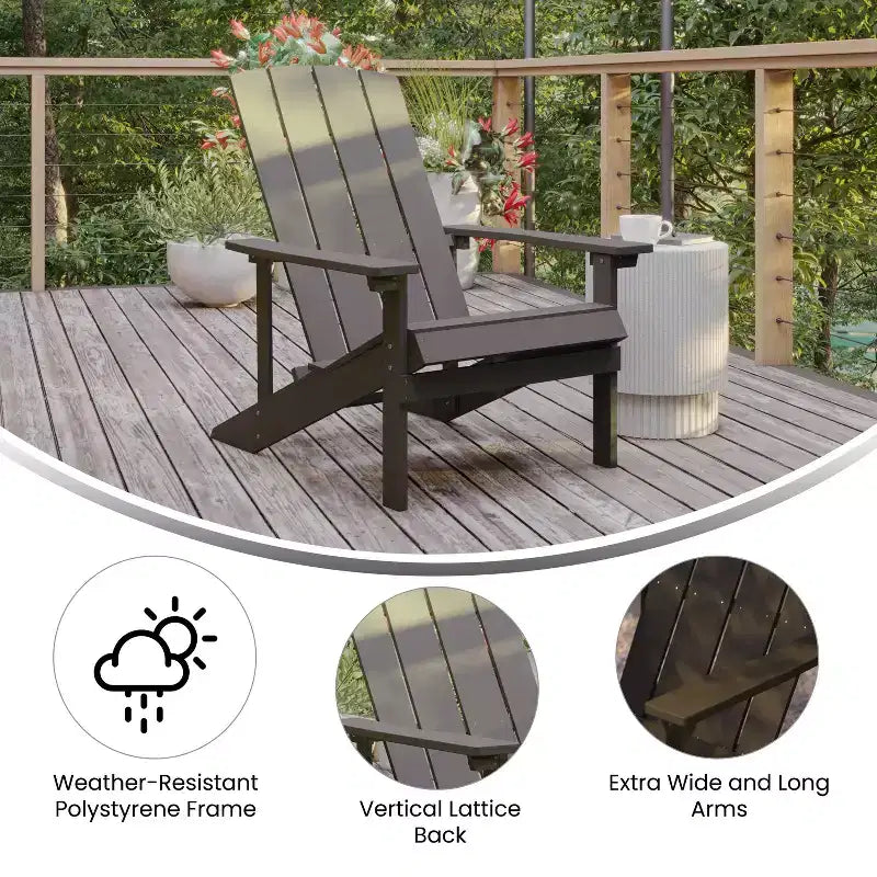 Merrick Lane Set of 4 All-Weather Poly Resin Wood Adirondack Chairs