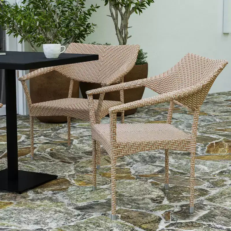 Merrick Lane Fade and Weather Resistant Modern PE Rattan Patio Dining Chair with Reinforced Steel Frame
