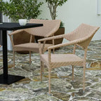 Merrick Lane Fade and Weather Resistant Modern PE Rattan Patio Dining Chair with Reinforced Steel Frame