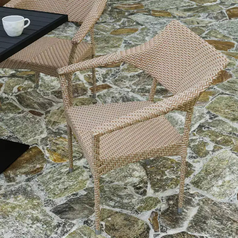 Merrick Lane Fade and Weather Resistant Modern PE Rattan Patio Dining Chair with Reinforced Steel Frame