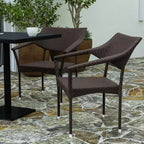 Merrick Lane Fade and Weather Resistant Modern PE Rattan Patio Dining Chair with Reinforced Steel Frame