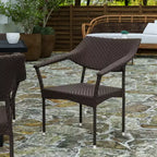 Merrick Lane Fade and Weather Resistant Modern PE Rattan Patio Dining Chair with Reinforced Steel Frame