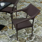 Merrick Lane Fade and Weather Resistant Modern PE Rattan Patio Dining Chair with Reinforced Steel Frame