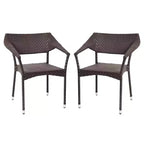 Merrick Lane Fade and Weather Resistant Modern PE Rattan Patio Dining Chair with Reinforced Steel Frame