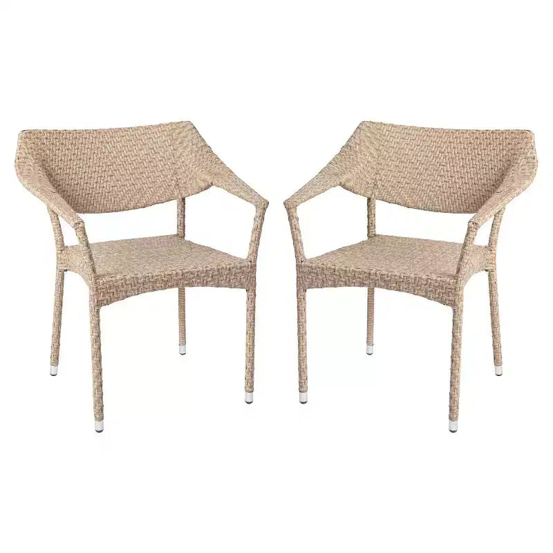 Sedia da pranzo da esterno moderna Merrick Lane in rattan PE resistente allo sbiadimento e alle intemperie con telaio rinforzato in acciaio