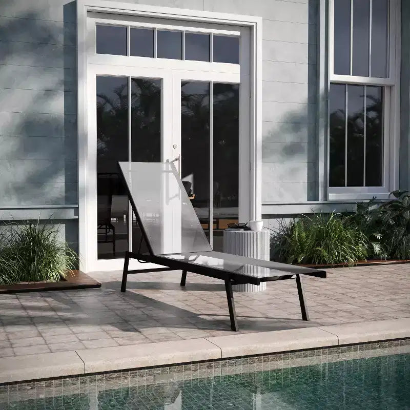 Chaise longue da giardino regolabile in 5 posizioni Emma e Oliver Textilene e struttura in metallo